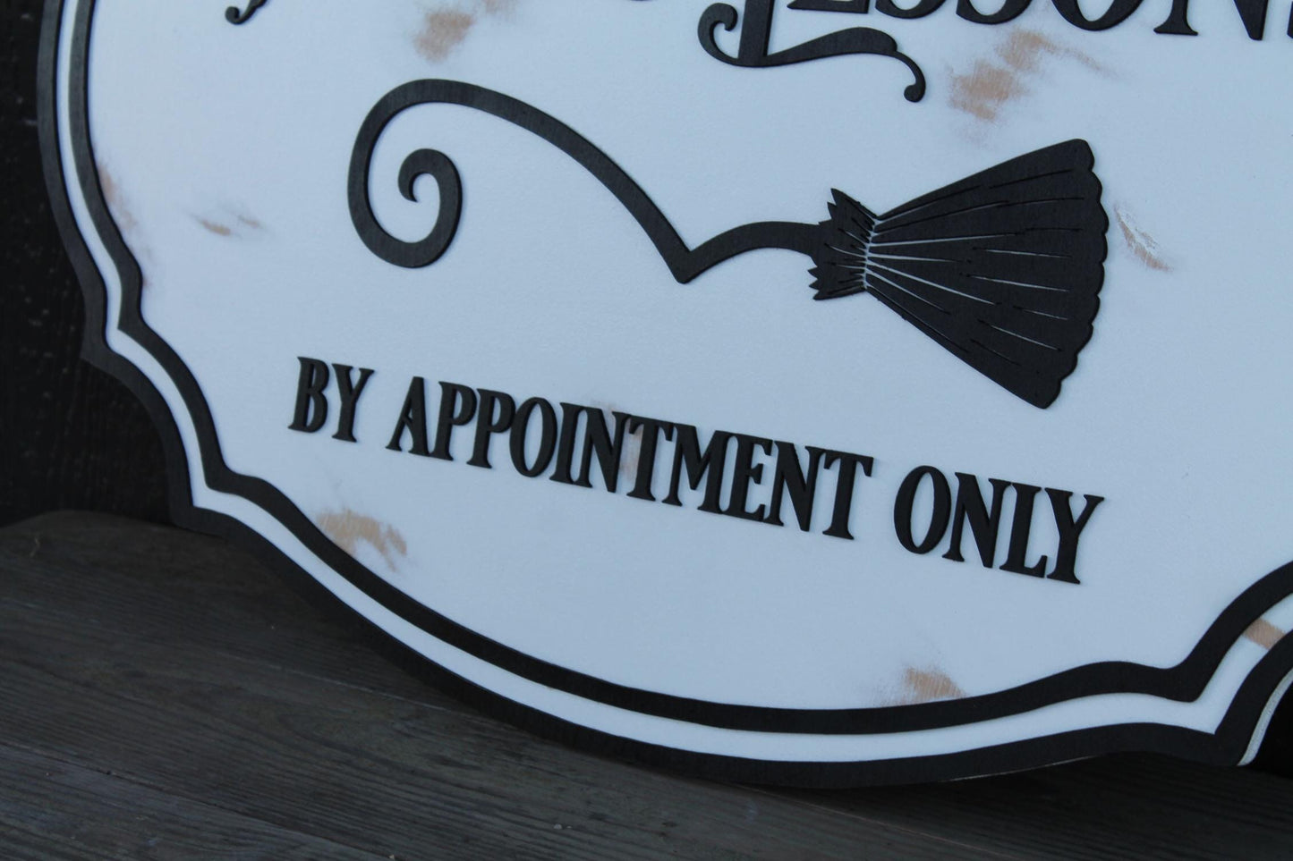 large wood sign Oval 3D Halloween Witch Flying Lesson farmhouse broom distressed holiday salem hocus pocus