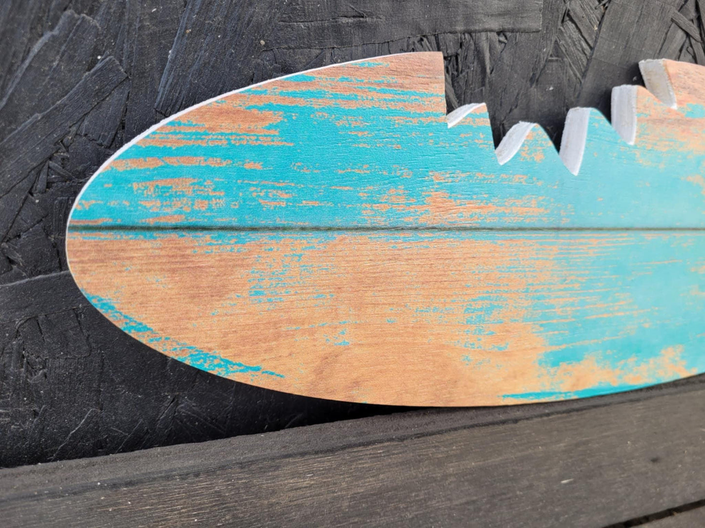 Shark Bite Surfboard Sign Custom to your business decor needs use your logo Printed on PVC