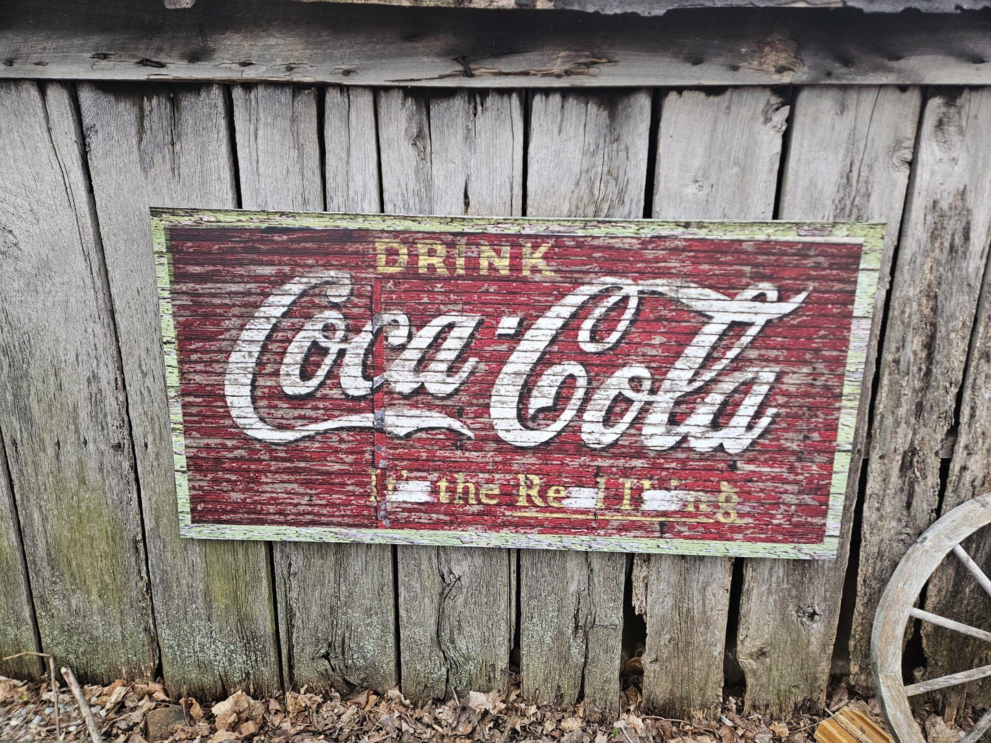 Antique Coca-Cola Barn Sign Coke PVC Textured Finish Weatherproof Fade Resistant Rustic Waterproof Decor soda Printed Outdoor