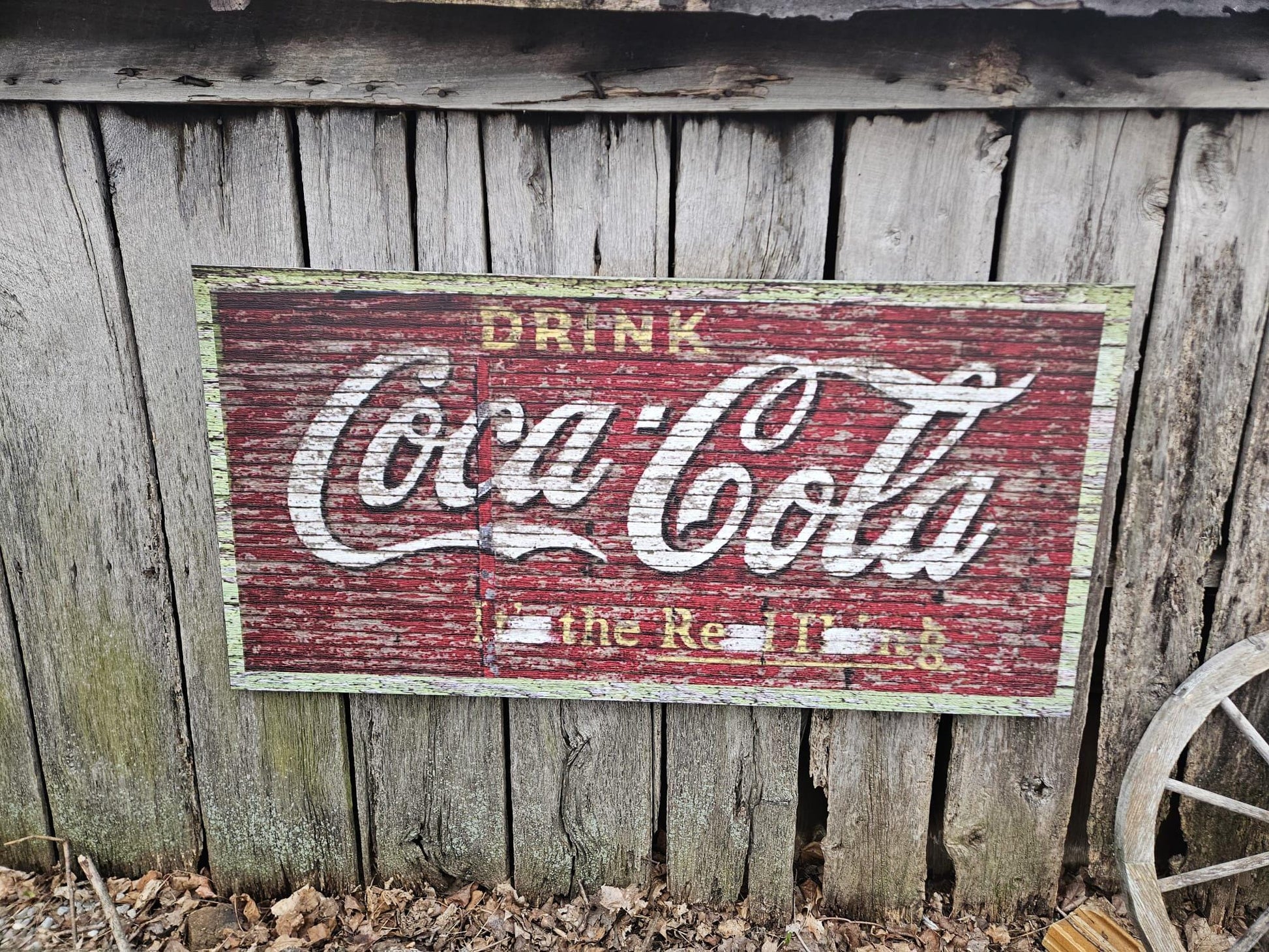Antique Coca-Cola Barn Sign Coke PVC Textured Finish Weatherproof Fade Resistant Rustic Waterproof Decor soda Printed Outdoor