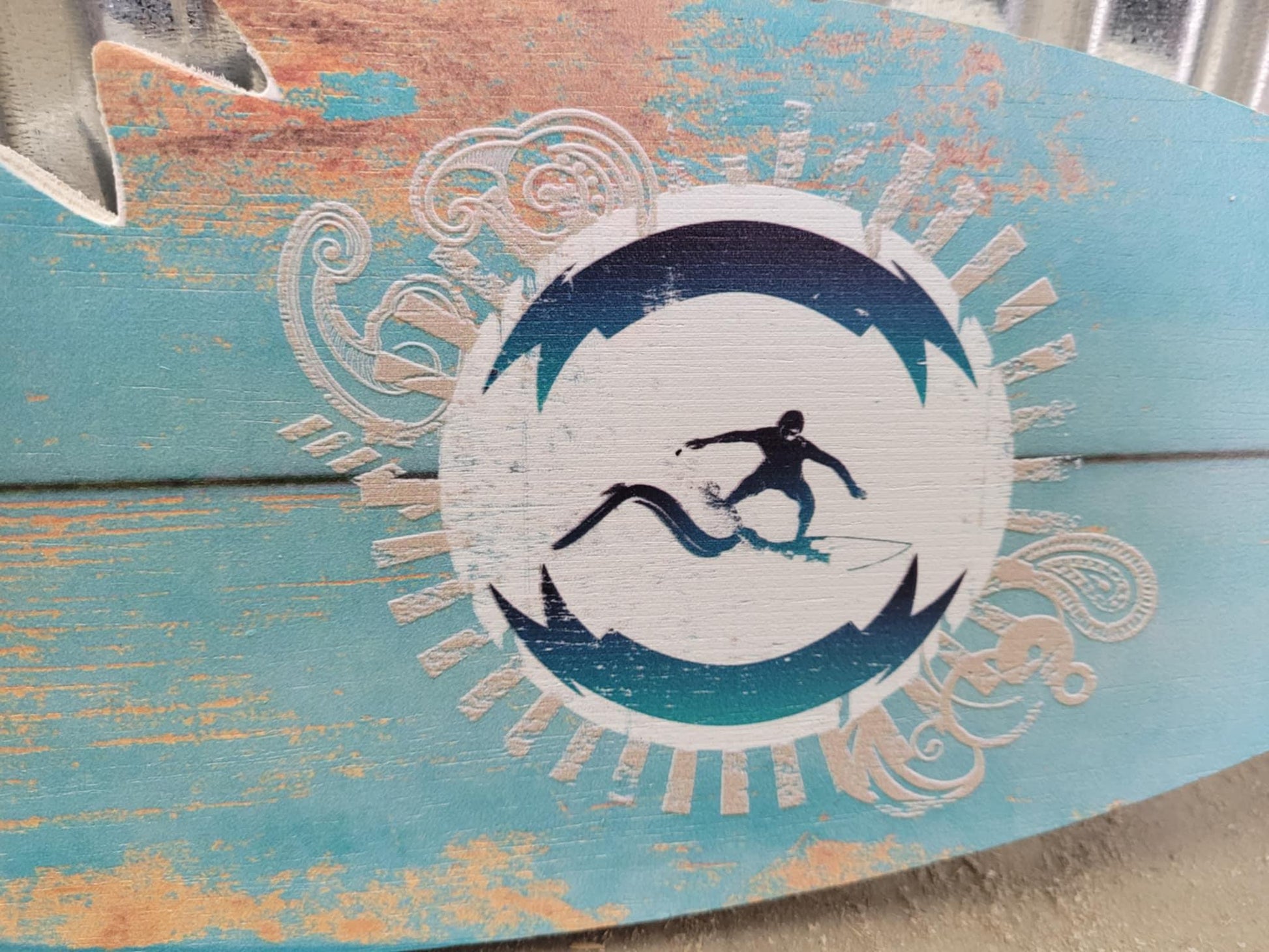 Shark Bite Surfboard Sign Custom to your business decor needs use your logo Printed on PVC