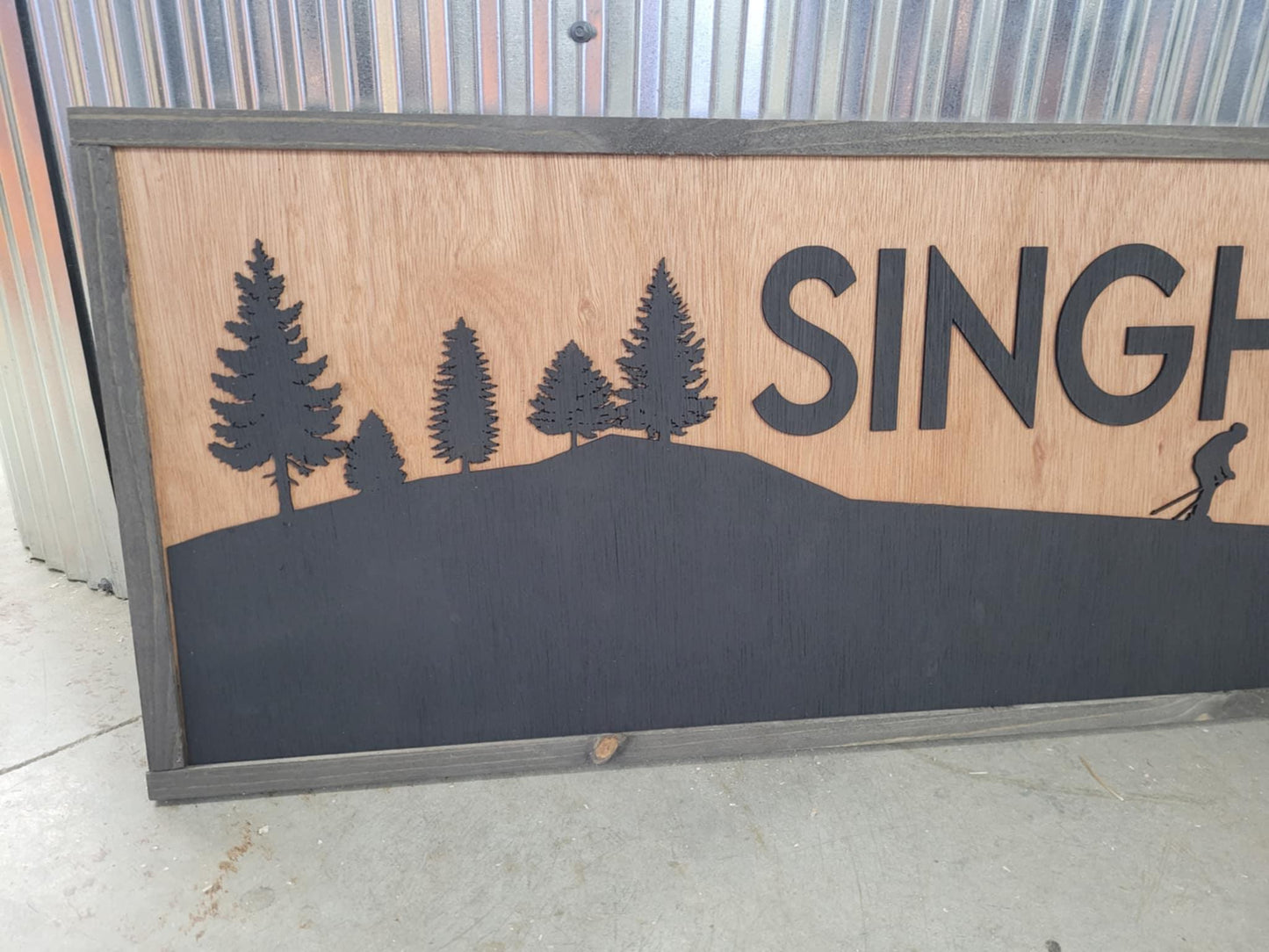 Custom Family Name Large Sign Over-sized Rustic Wood Laser Cut Out 3D Extra Large Sign Homestead Handmade Farm Skiing Slope Family Ski
