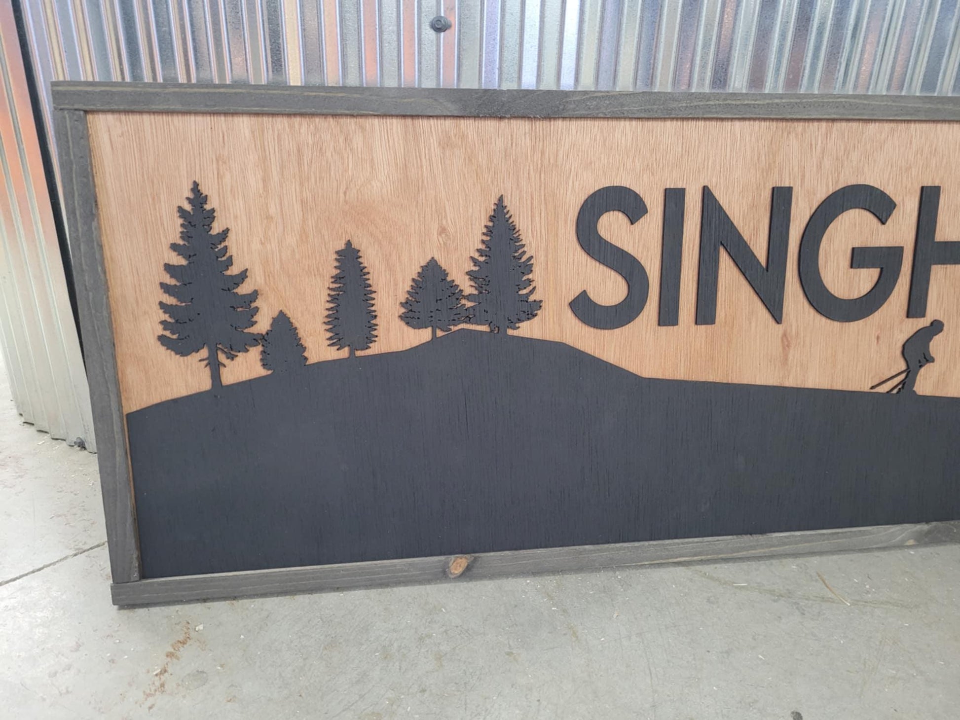 Custom Family Name Large Sign Over-sized Rustic Wood Laser Cut Out 3D Extra Large Sign Homestead Handmade Farm Skiing Slope Family Ski