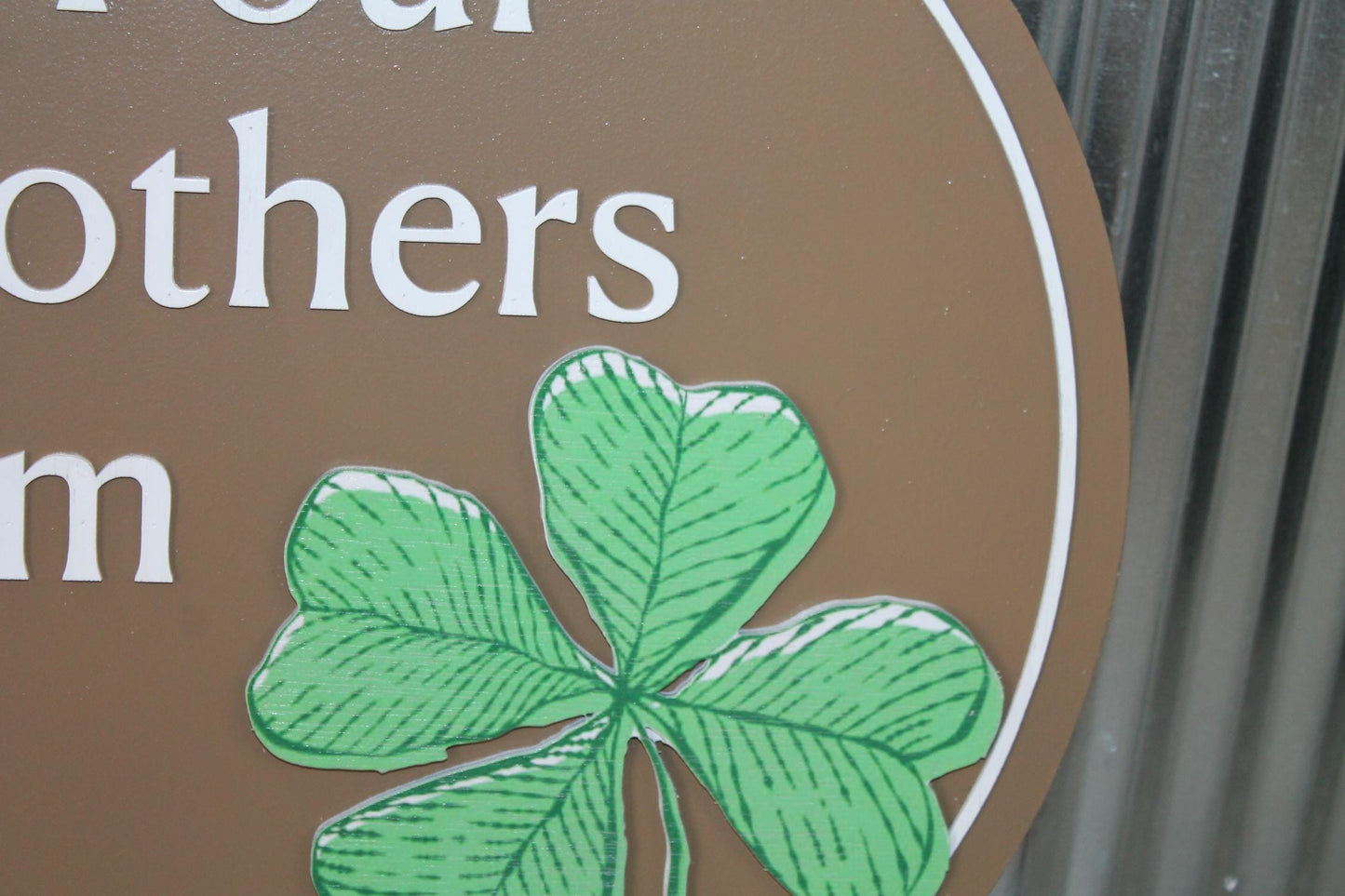 Handmade Custom Family Farm Wood Sign Your Logo Personalized Hanging Raised Letters Round Printed Image Shamrock St.Patrick Holiday Seasonal