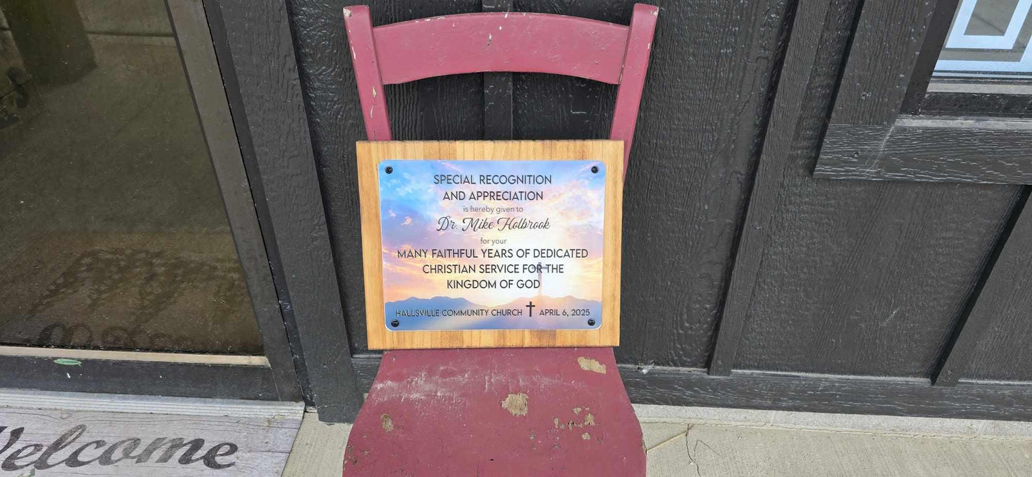 Plaque Thank you Service Retirement Printed Acrylic Wood Gift Recognition Appreciation Sign