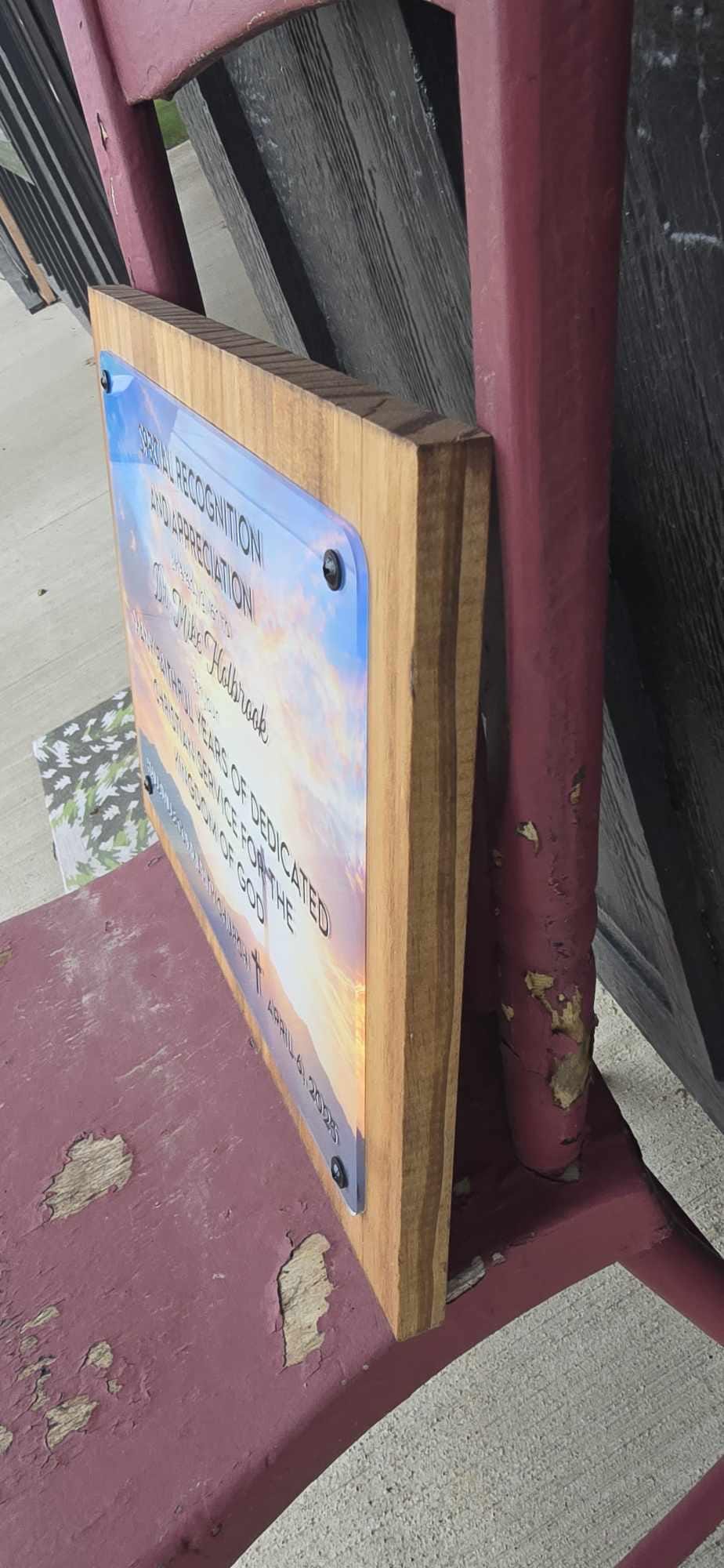 Plaque Thank you Service Retirement Printed Acrylic Wood Gift Recognition Appreciation Sign