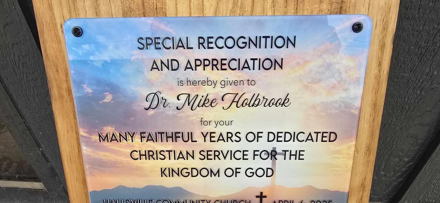 Plaque Thank you Service Retirement Printed Acrylic Wood Gift Recognition Appreciation Sign