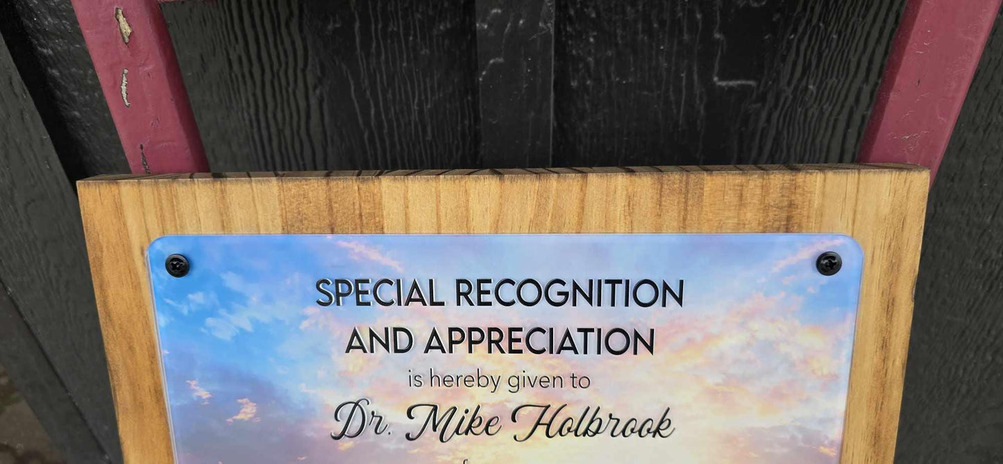 Plaque Thank you Service Retirement Printed Acrylic Wood Gift Recognition Appreciation Sign