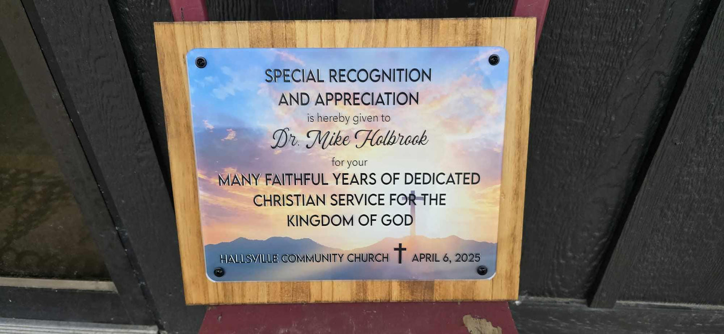 Plaque Thank you Service Retirement Printed Acrylic Wood Gift Recognition Appreciation Sign