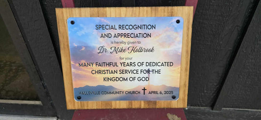 Plaque Thank you Service Retirement Printed Acrylic Wood Gift Recognition Appreciation Sign