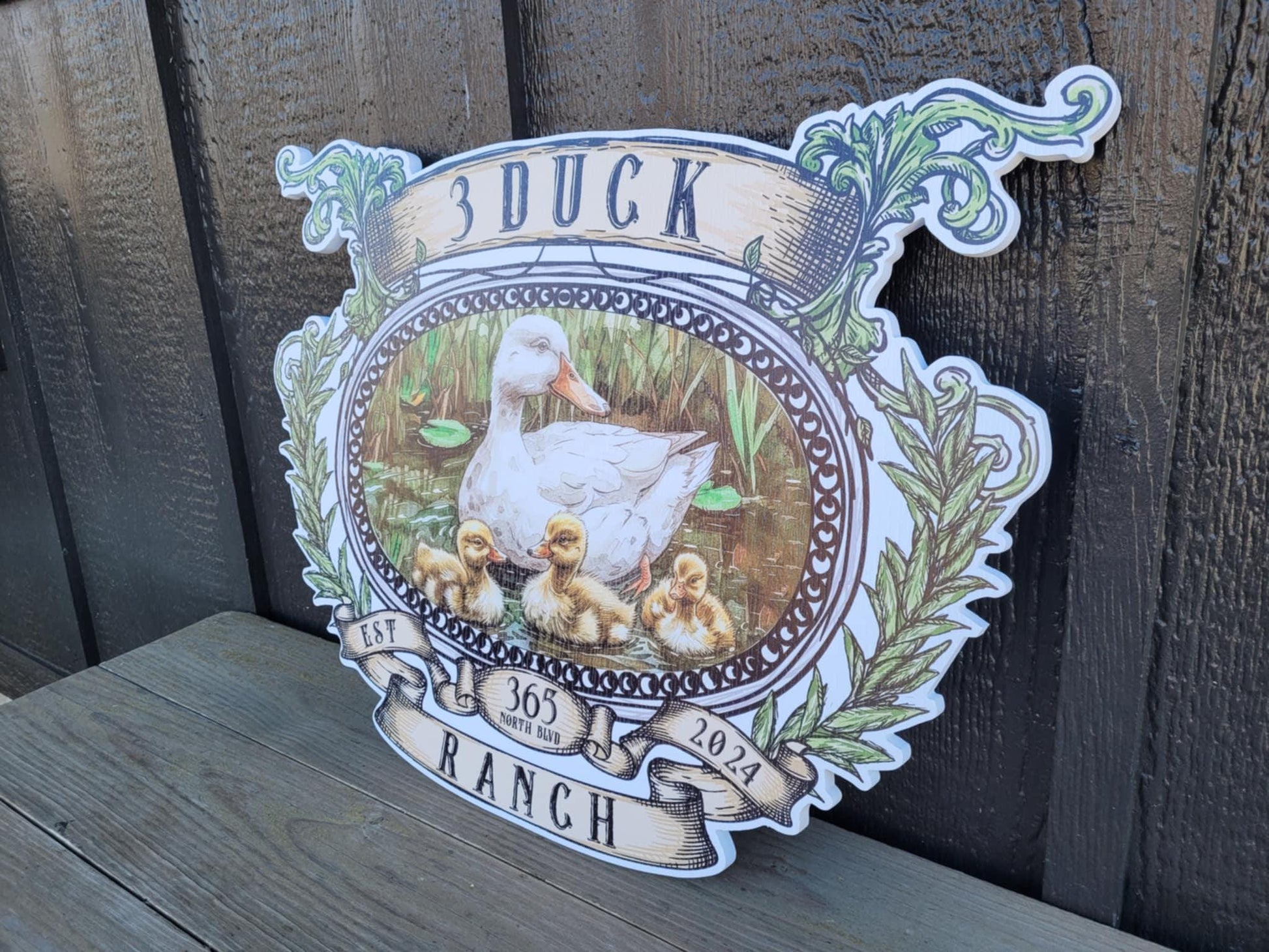 Duck Ranch Farm Personalize Waterproof Sign Smooth Custom Cut Signage Outdoor Ready for your Business Logo