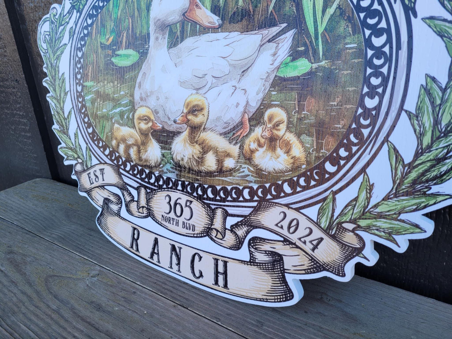Duck Ranch Farm Personalize Waterproof Sign Smooth Custom Cut Signage Outdoor Ready for your Business Logo