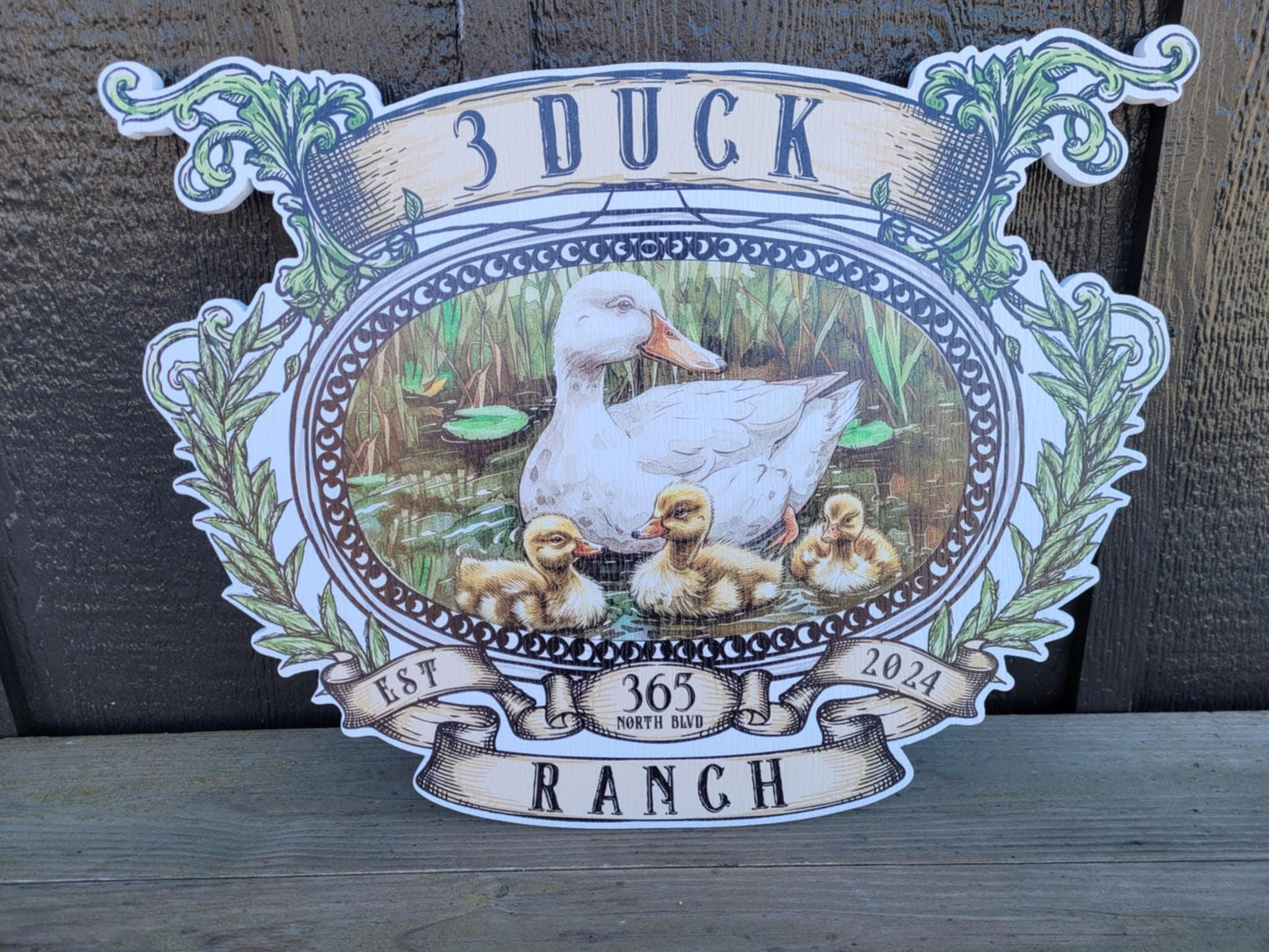 Duck Ranch Farm Personalize Waterproof Sign Smooth Custom Cut Signage Outdoor Ready for your Business Logo