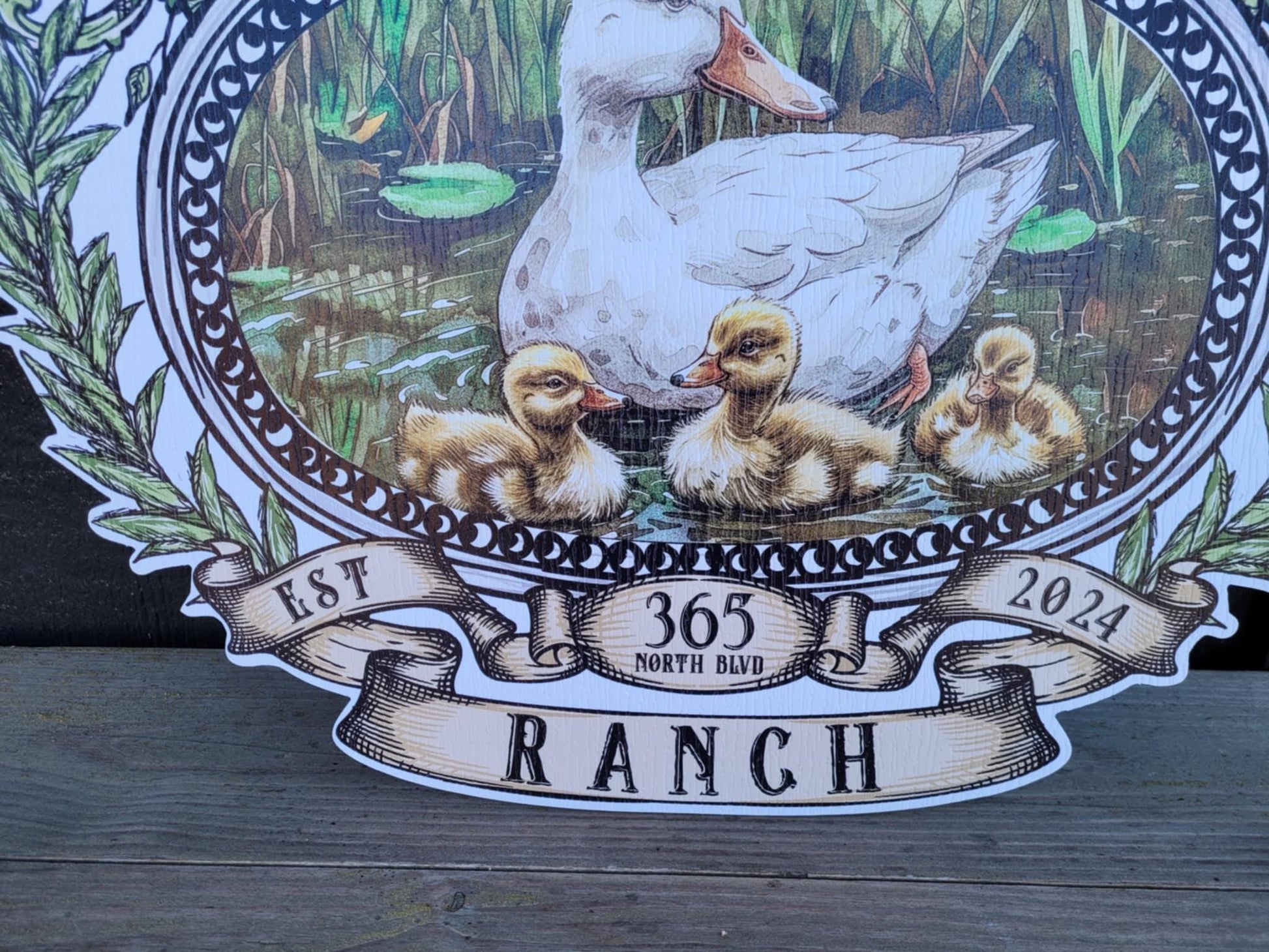 Duck Ranch Farm Personalize Waterproof Sign Smooth Custom Cut Signage Outdoor Ready for your Business Logo