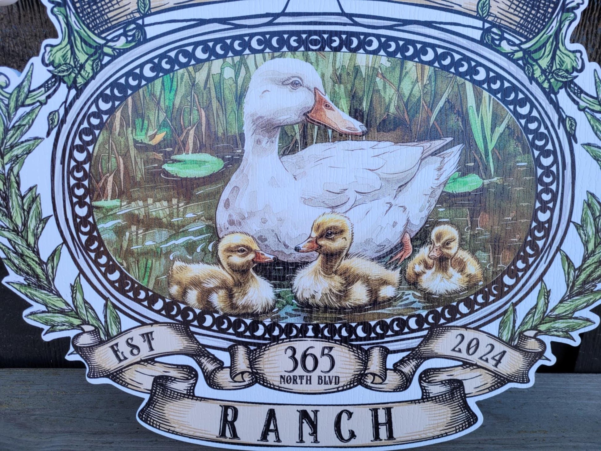 Duck Ranch Farm Personalize Waterproof Sign Smooth Custom Cut Signage Outdoor Ready for your Business Logo