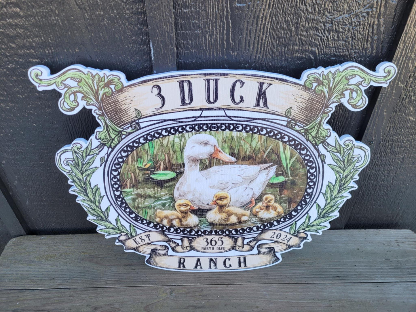 Duck Ranch Farm Personalize Waterproof Sign Smooth Custom Cut Signage Outdoor Ready for your Business Logo