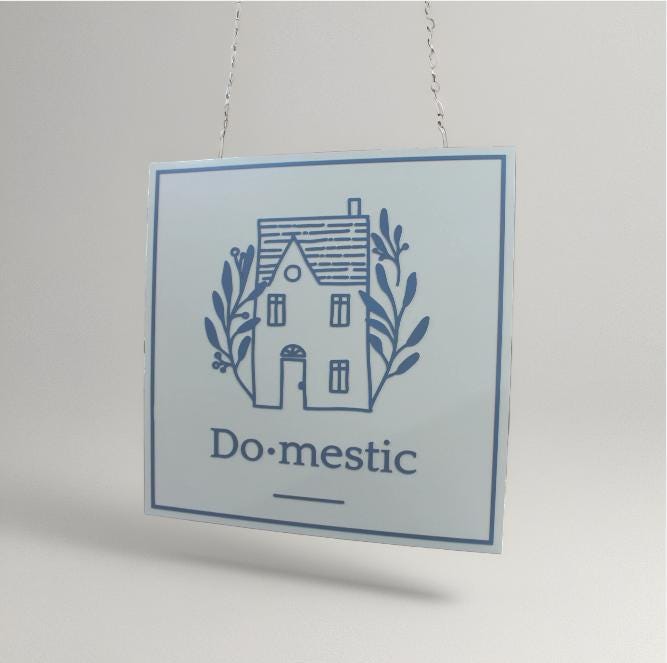 Domestic Home Design Custom Sign Square Business Commerical Signage 3D Blue and White Laurels Home Boutique Made to Order Wooden Handmade
