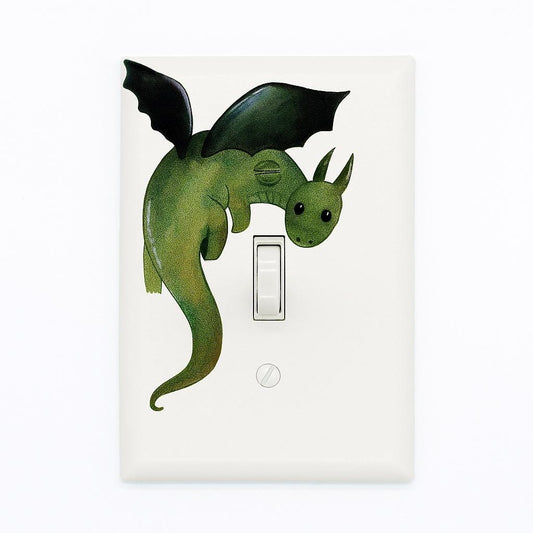flying green dragon fairy tale princess prince nursery light switch cover plate printed in color cartoon unique decor