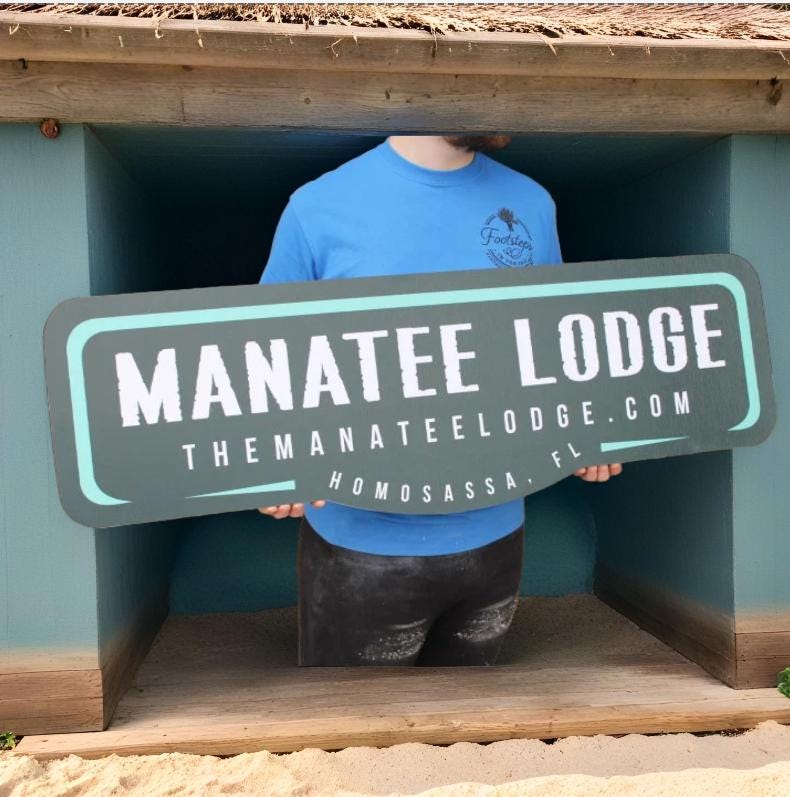 Custom Outdoor Sign Manatee Habitat Lodge Your Logo Enclosure Zoo Wildlife Center Sancturary PVC Textured Weatherproof Waterproof Fade Proof