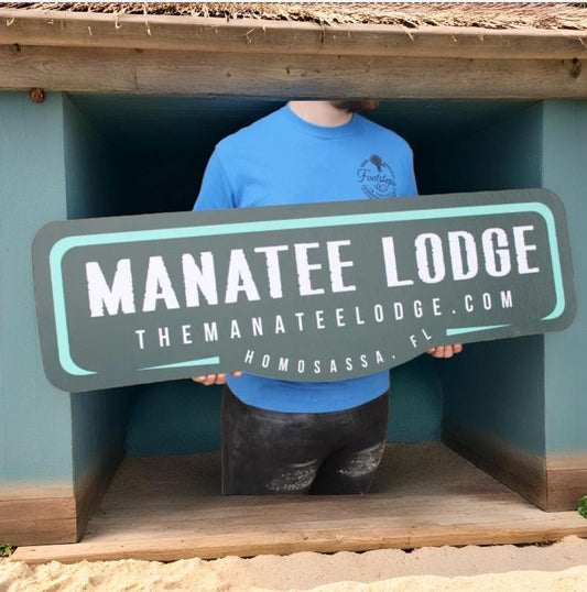 Custom Outdoor Sign Manatee Habitat Lodge Your Logo Enclosure Zoo Wildlife Center Sancturary PVC Textured Weatherproof Waterproof Fade Proof