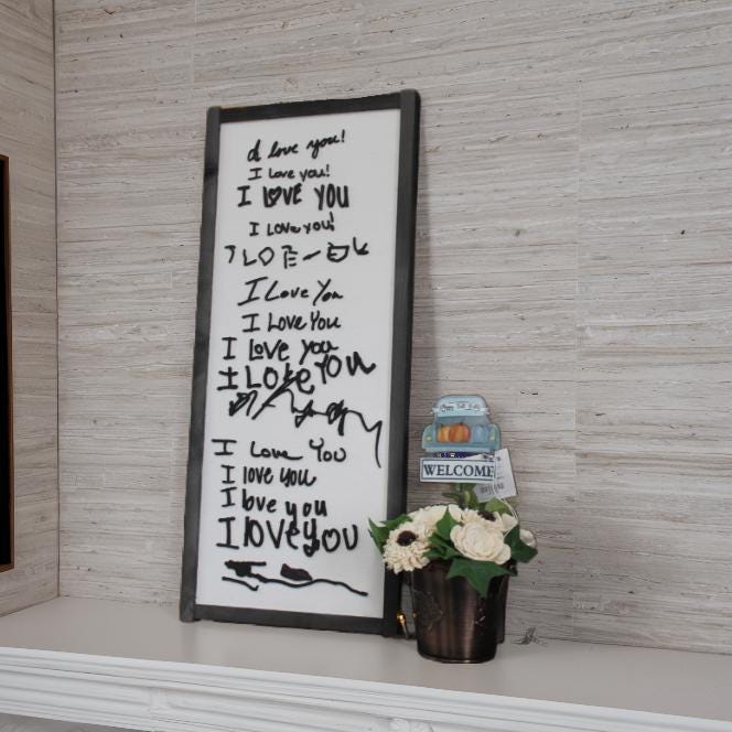 Custom I love you Handwriting Sign Kids Parents Grandparents Gift for her Gift for him Raised 3D Note Reminder Wedding Valentines Day Frame