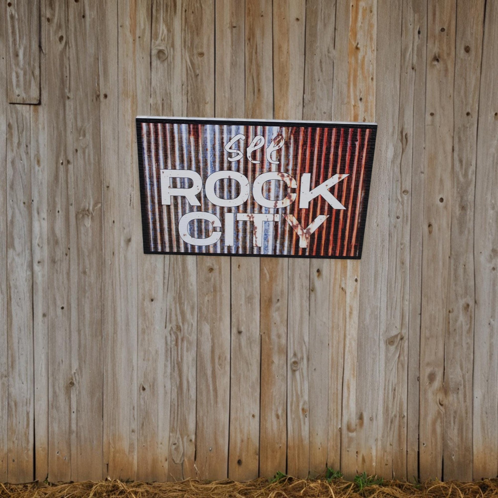 See Rock City Faux Metal UV Print Hanging Decorative Rustic Sign Country Pretty Outdoor Decor House PVC Square