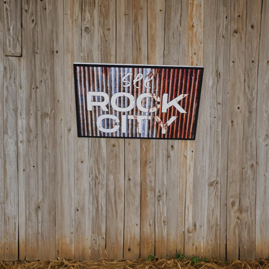 See Rock City Faux Metal UV Print Hanging Decorative Rustic Sign Country Pretty Outdoor Decor House PVC Square