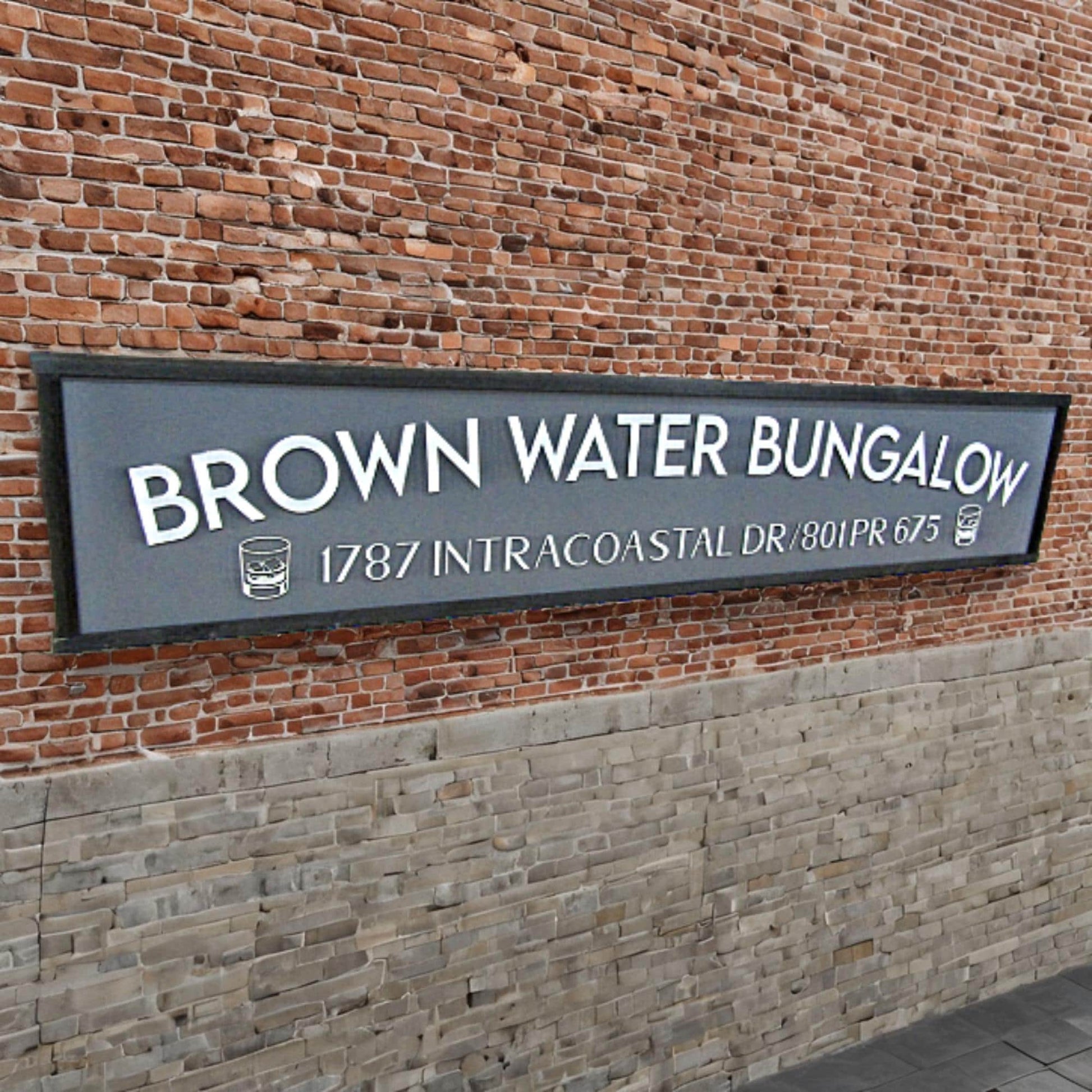 Large Custom Commerical Signage Business Name Address Sign Whiskey Bungalow Wood 3D Raised Text Sign Handmade Decor Store Front Costal Glass