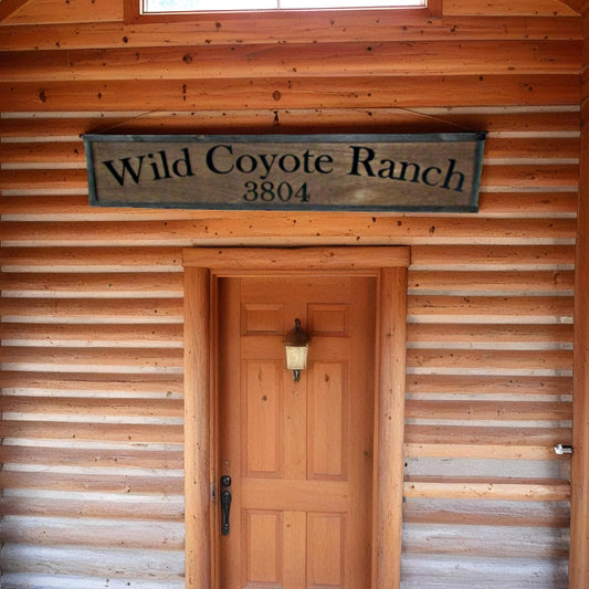 Custom Coyote Ranch Sign Company Name Address Signage Commerical Oversized Rustic Business Logo Wood Laser Cut Out 3D Extra Large Handmade