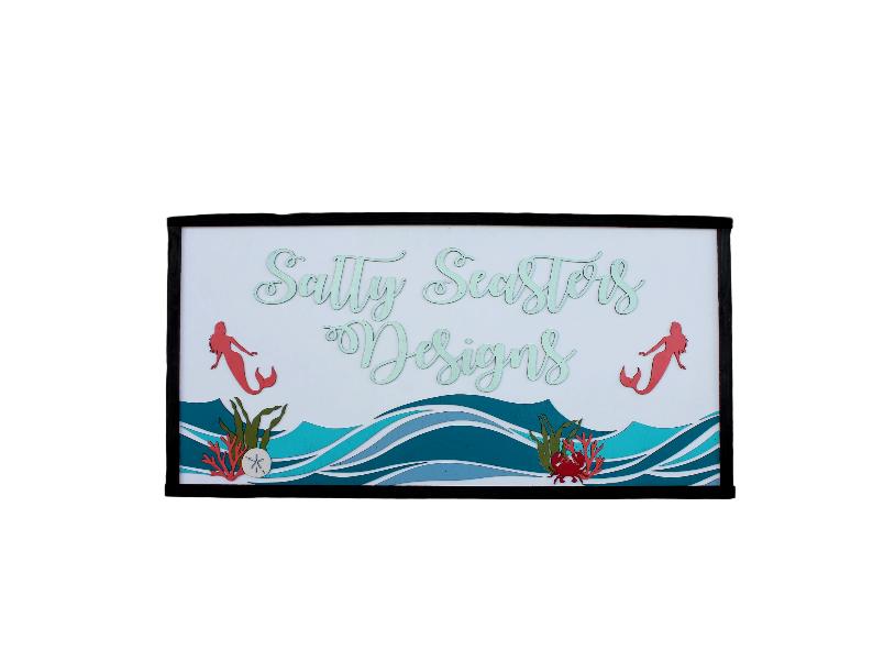 Custom Mermaid Beach Coral Costal Underwater Waves Wood Laser Cut Out 3D Sign Elevated Letters Tropical Personalized Handmade Business Sign