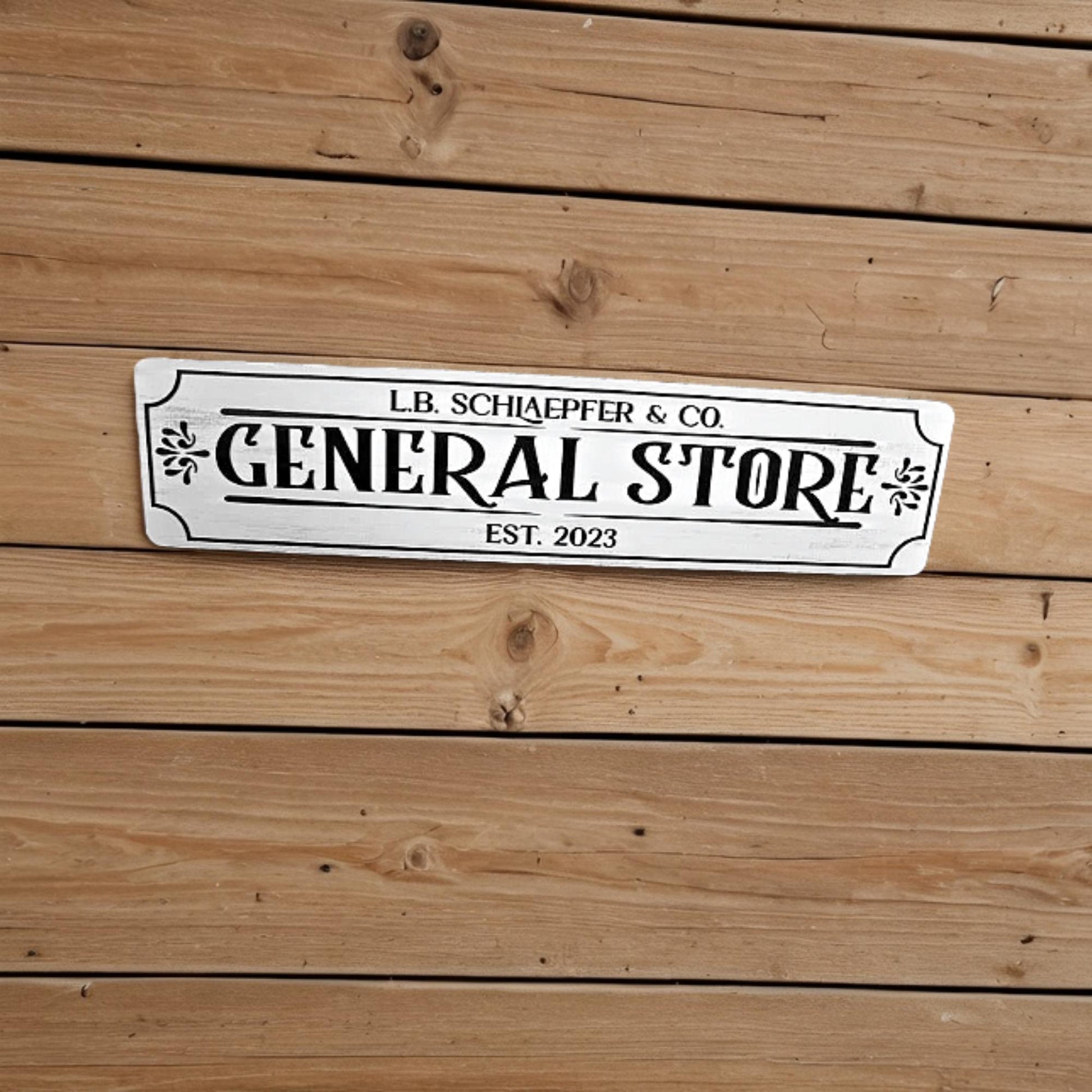 Rustic Customized General Store Personalized 3D Raised and Printed Distressed Vintage Style Co