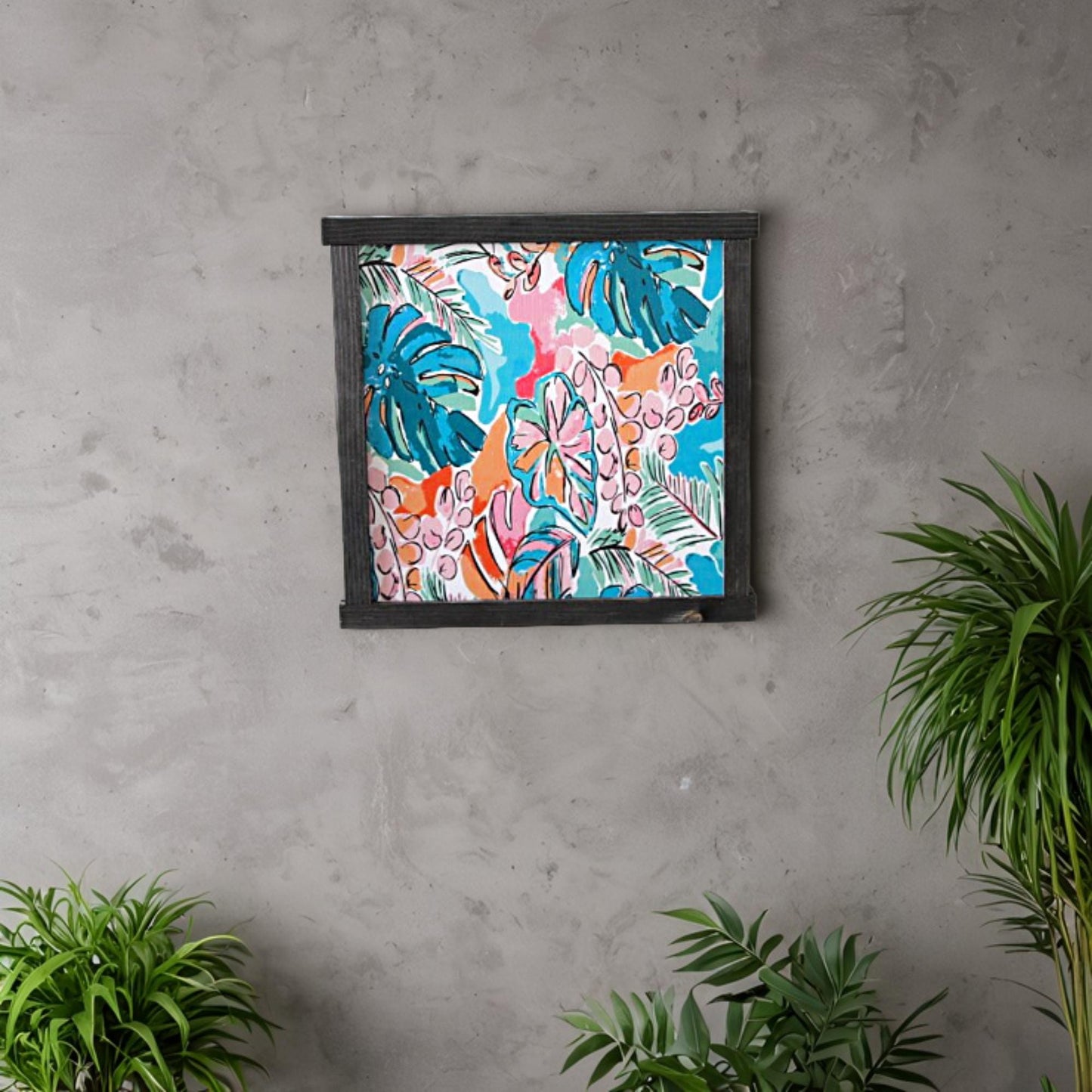 Plant Lover Tropical Summer Sign Print Colors Framed Art Handmade Monstera Hawaii Warm Wooden Sign Wall Art