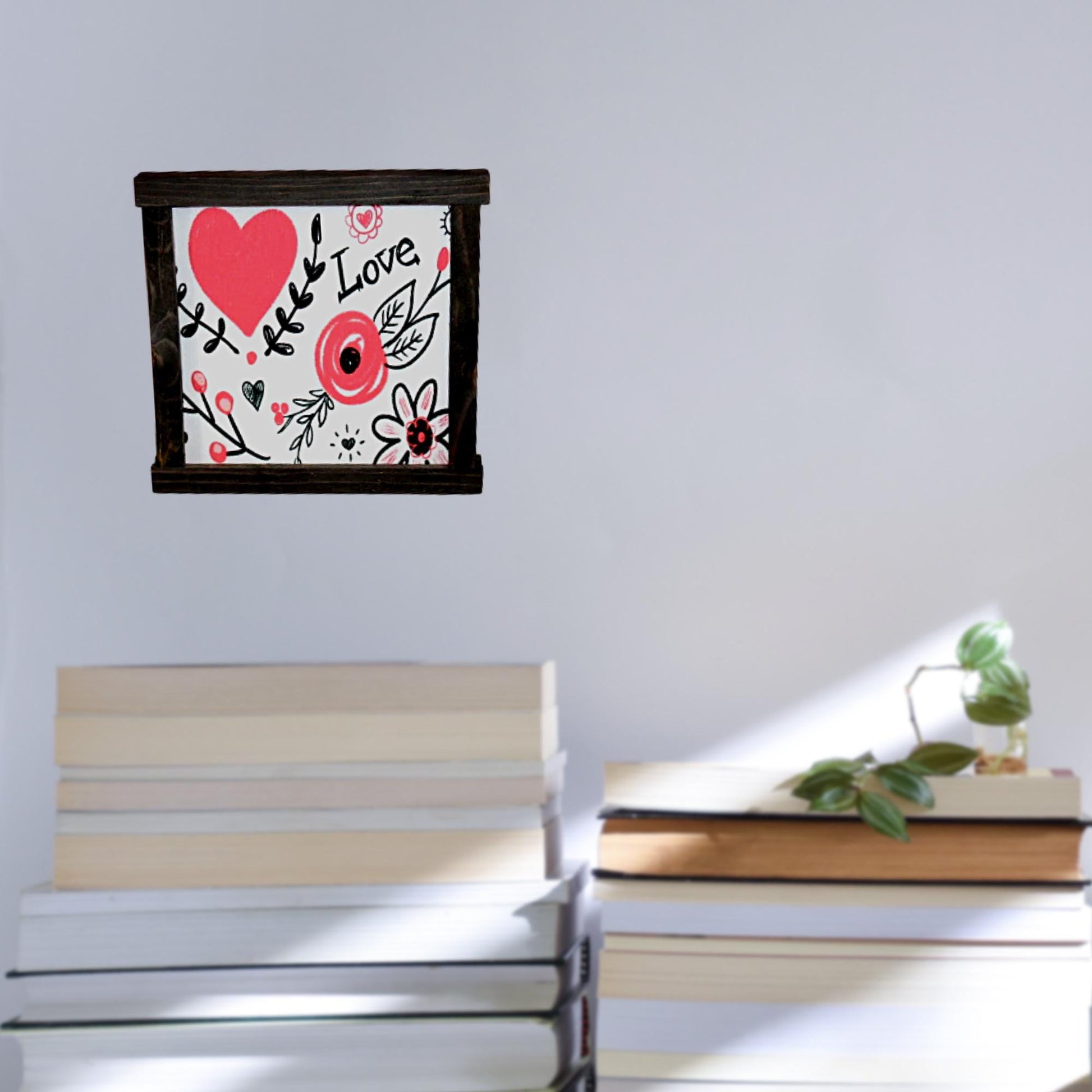 Heart Sign Print Home Decor Handmade Valentines Day Holiday Seasonal Pink Love Laurel Wall Art Farmhouse Primitive Rustic