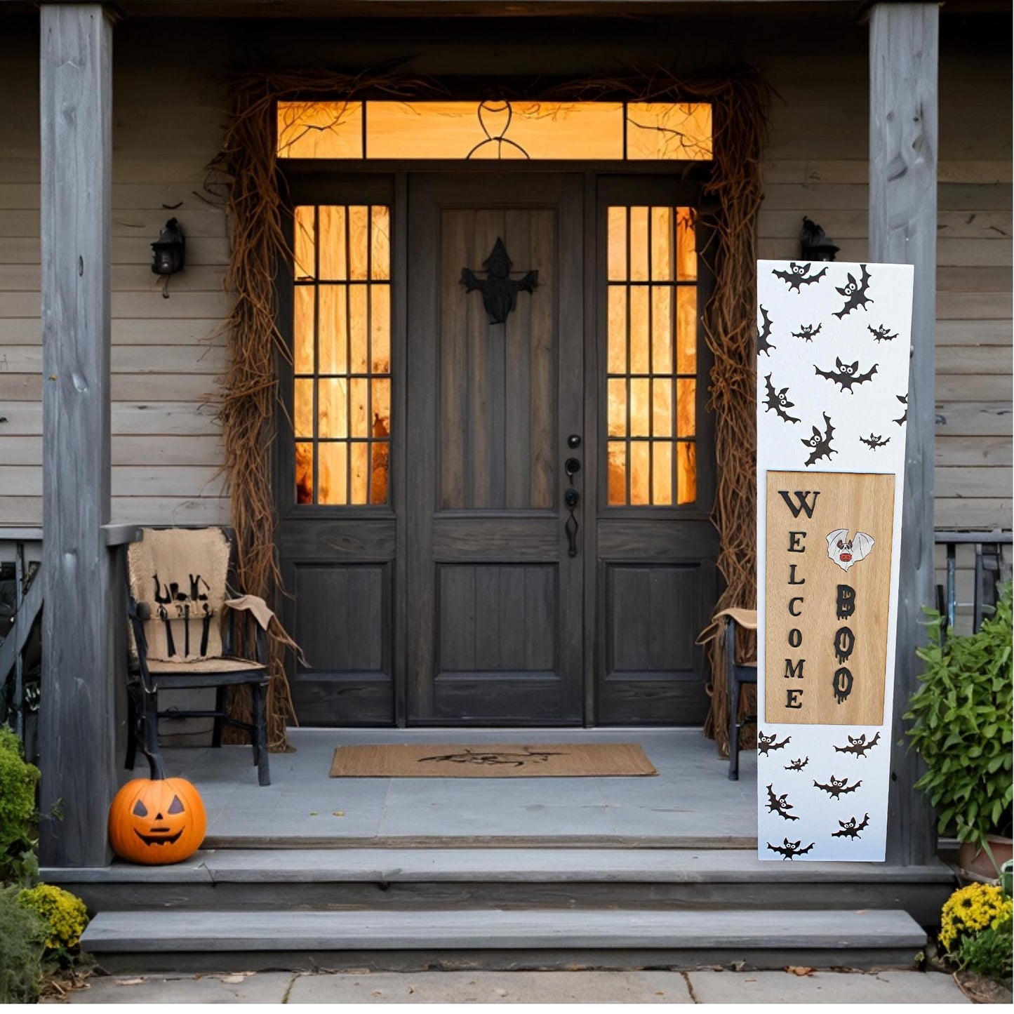 Batty Welcome Boo Porch Leaner Ghost Halloween Spooky Porch Decor Door Decor Welcome Sign