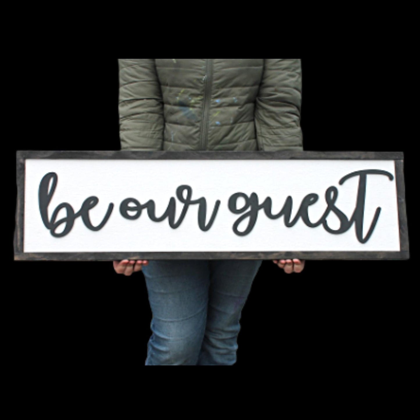 Be Our Guest Wood Sign, Raised Text, Guest Room Decor, Couch Sign, Large, Over Sized Rustic, Primitive, Shabby Chic, 3D, Country Living