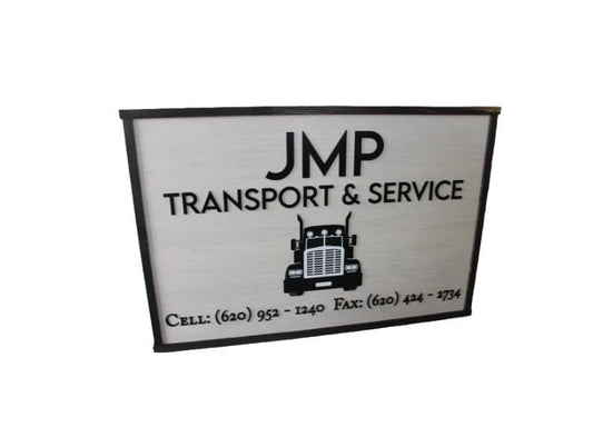 Custom Transport Service Semi Truck Business Sign Rectangle 3D Large Custom Company Indoor Outdoor Small Business Logo Laser Cut Wood Sign