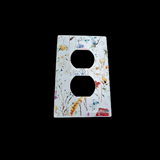 Floral Flowers Botany Spring Printed in Color Light Switch Cover Plate Durable Baby Room Kids Room Decorative Decor