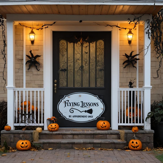 large wood sign Oval 3D Halloween Witch Flying Lesson farmhouse broom distressed holiday salem hocus pocus