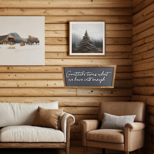 Gratitude What we have Enough Grateful Inspiring Uplifting Handmade Home Decor Quote Farmhouse Chic Cursive Appreciation Life 3D Layered
