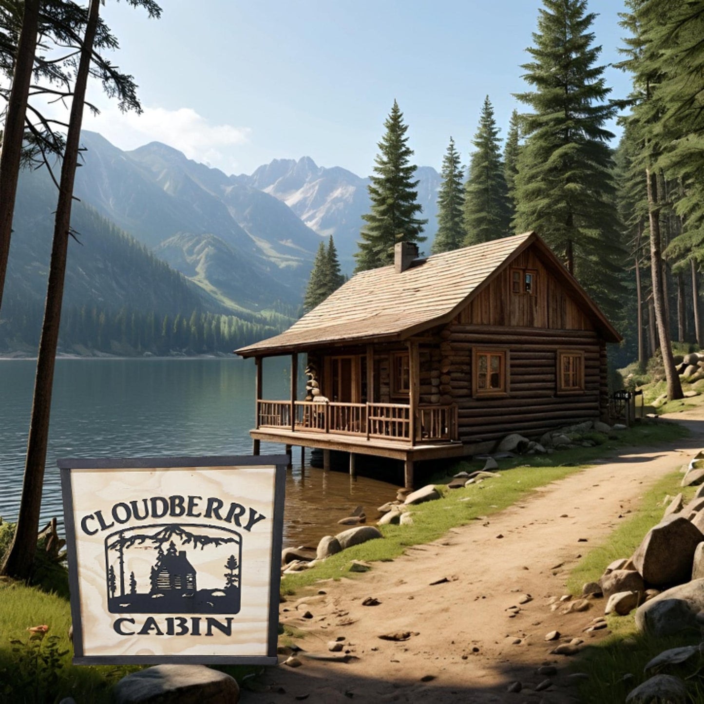 Large Custom Cabin Ranch Sign, Square, Over-sized Rustic Business Logo, Wood, Laser Cut Out, 3D, Extra Large, Sign Footstepsinthepast