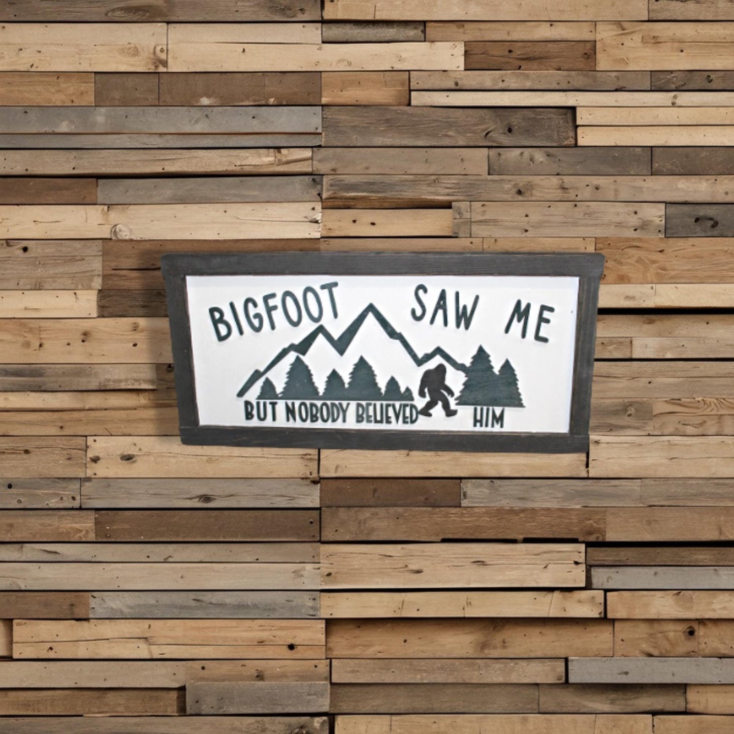 Bigfoot Saw Me But Nobody Believed Him Believer 3D Wood Sign Country Primitive Wall Hanging Decoration Mountains Joke Goofy Funny Rustic