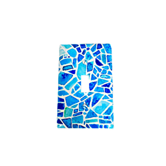 Blue Pattern Aztec Geometric Tiles Beach Water Printed in Color Light Switch Cover Plate Durable Baby Room Kids Room Decorative Decor