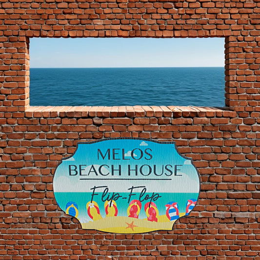 Custom Contour Cut Flip Flop Beach House Signage Weatherproof Textured Fade Resistant Printed Image PVC Material Sand Summer Sunshine