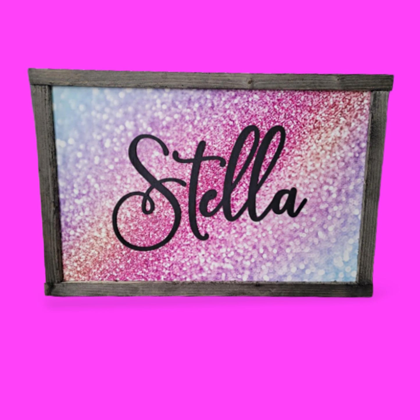 Name Glitter Unicorn Space Wood Sign Raised Text Large Printed Bedroom Hanging Pink Purple Decor Nursery Playroom Girl Toddler Baby
