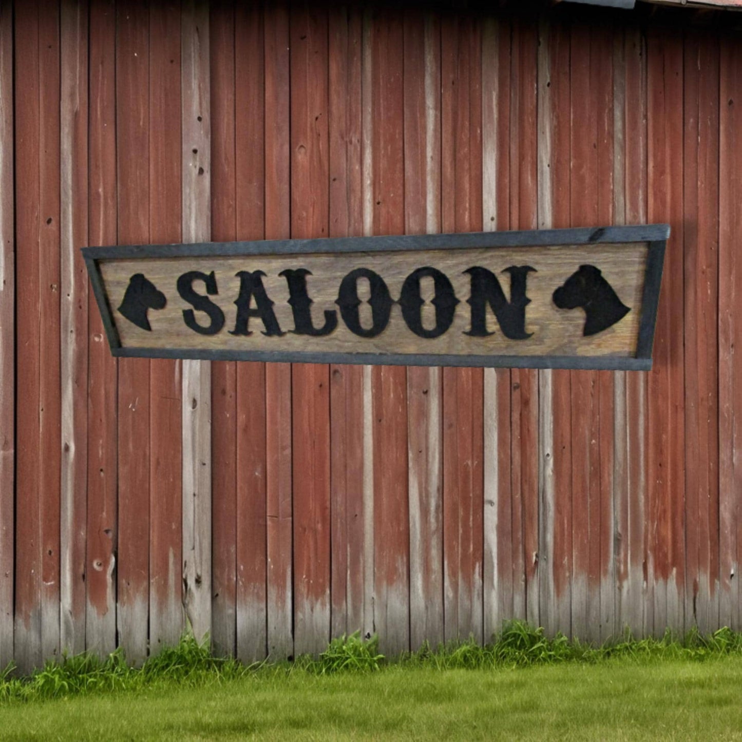 Large Custom Ranch Sign Saloon Western Dog Boxer Over-sized Rustic Business Logo Wood Laser Cut Out 3D Extra Large Sign Footstepsinthepast