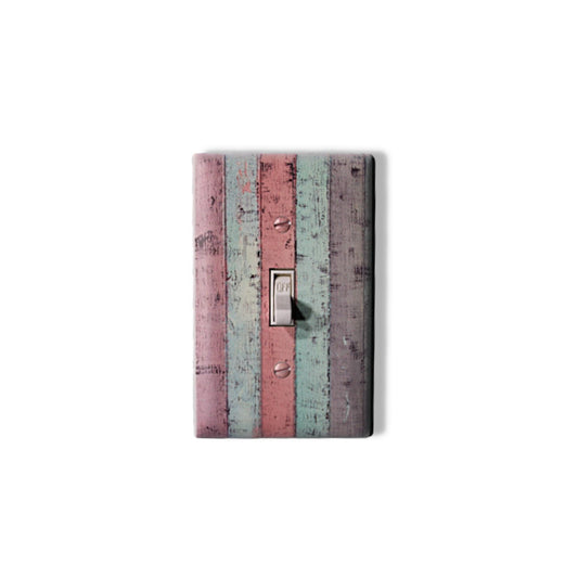 Rustic pastel pallet wood barnwood with warn painted paint chips light switch cover plate farmhouse decor