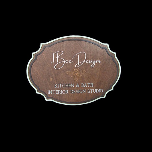 Custom Interior Design Wood Sign Commerical Signage Kitchen and Bath Business Outdoor Entrance Sign Personalized Large Handmade Logo Oval