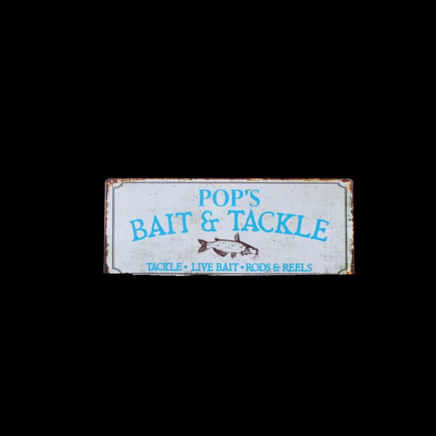 Personalized Bait Shop Pop Catfish Fathers Day PVC Smooth Rustic Rusty Giftable Outdoor Sustainable Weather Durable Printed Lake Fishing