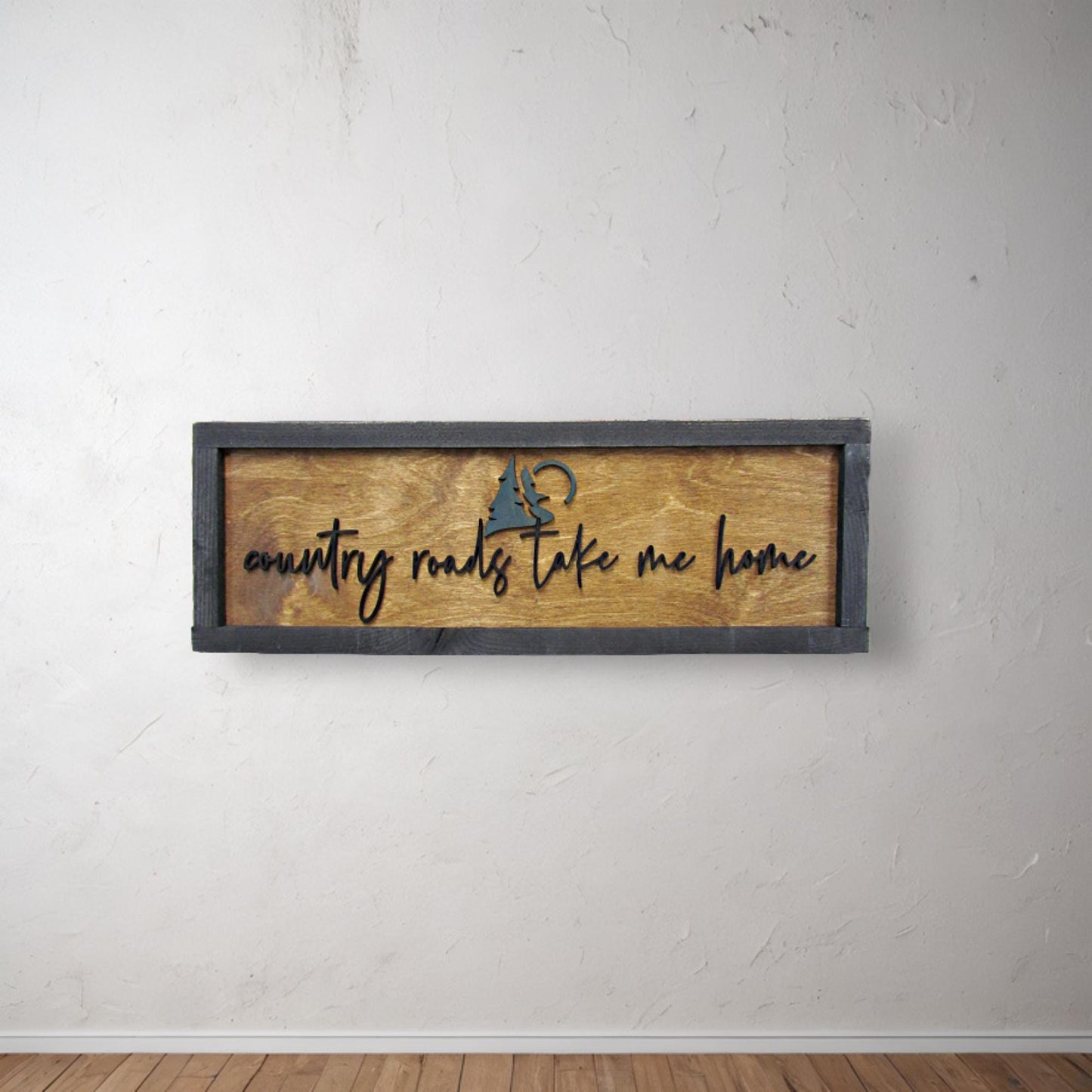 Rustic Primitive Country Roads Take Me Home Music Country Living Farmhouse Camp Home Decor Wall Hanging Cute Pine Moon Land Handmade 3D Sign