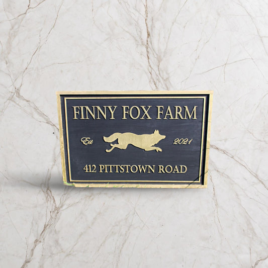 Large Commercial Signage Custom Farm Sign Outdoor Address Use My Logo Graphic Office Small Business Entrance Established Finny Fox Farms